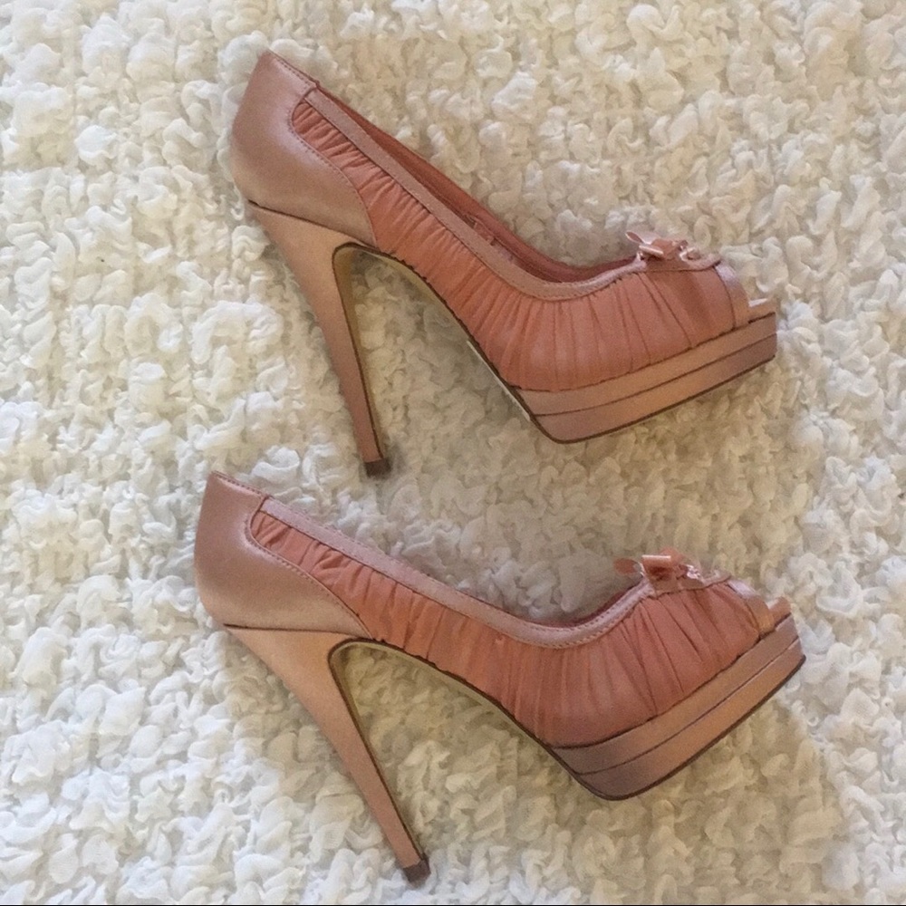 Pink Satin & Chiffon High Heels - Picture 4 of 12